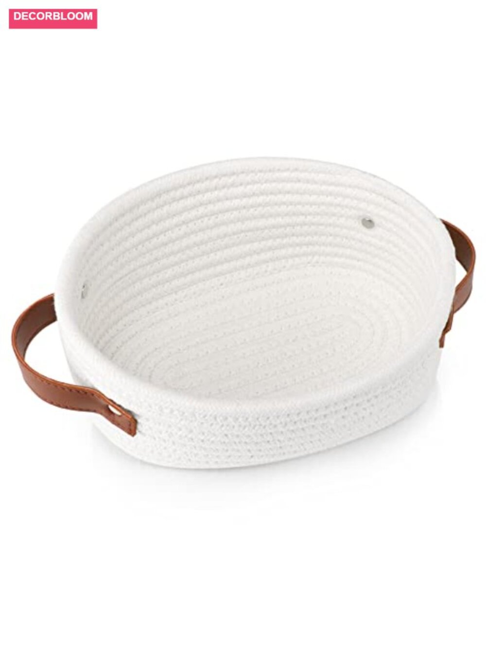 Small Cotton Rope Storage Basket with Handles, Oval Nursery Organizer